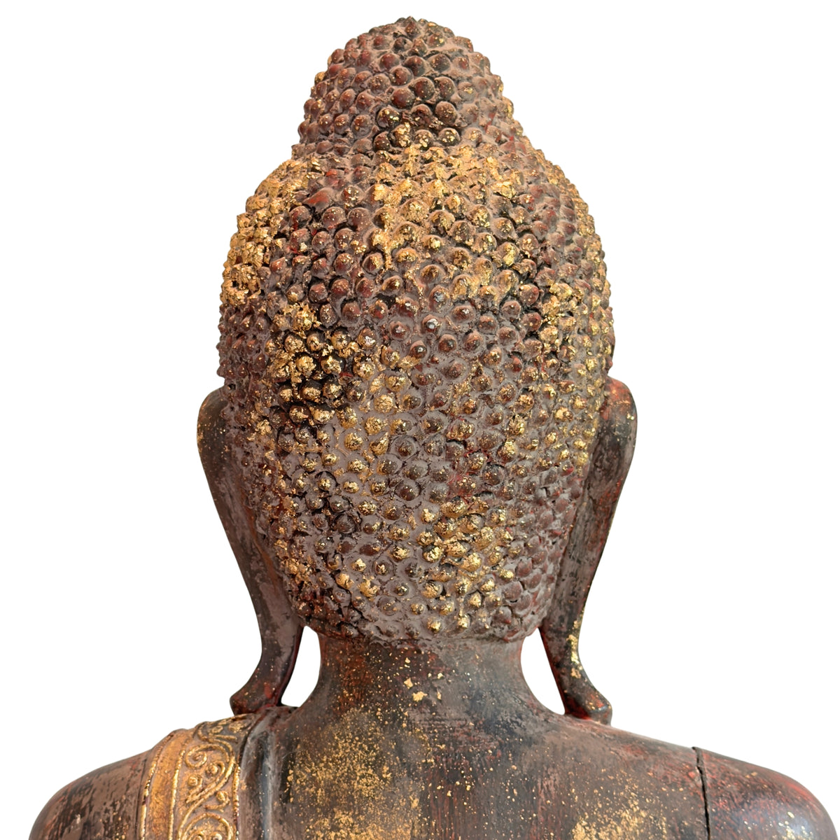 Back side of a monumental antique Buddha with original gilding