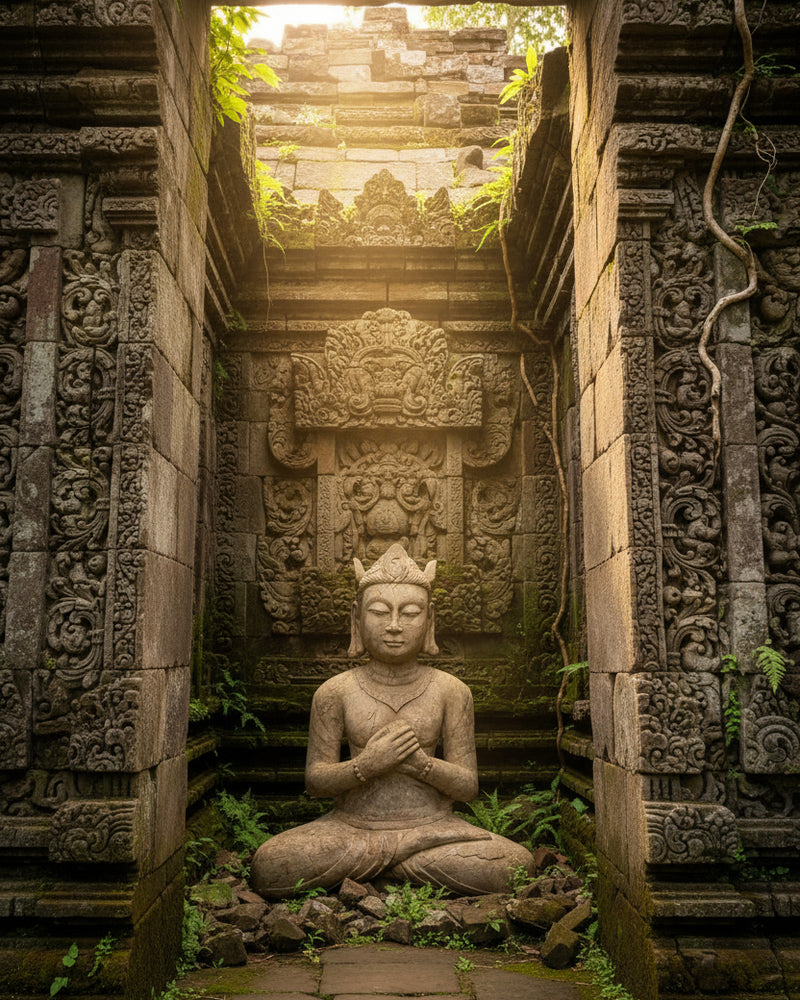 Monumentale indonesische Tempelfigur aus Naturstein