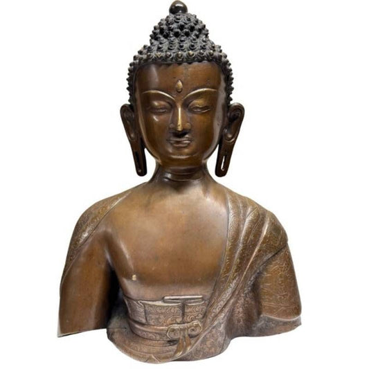 Monumentale nepalesische Buddha-Büste aus Bronze aus der Newar-Tradition