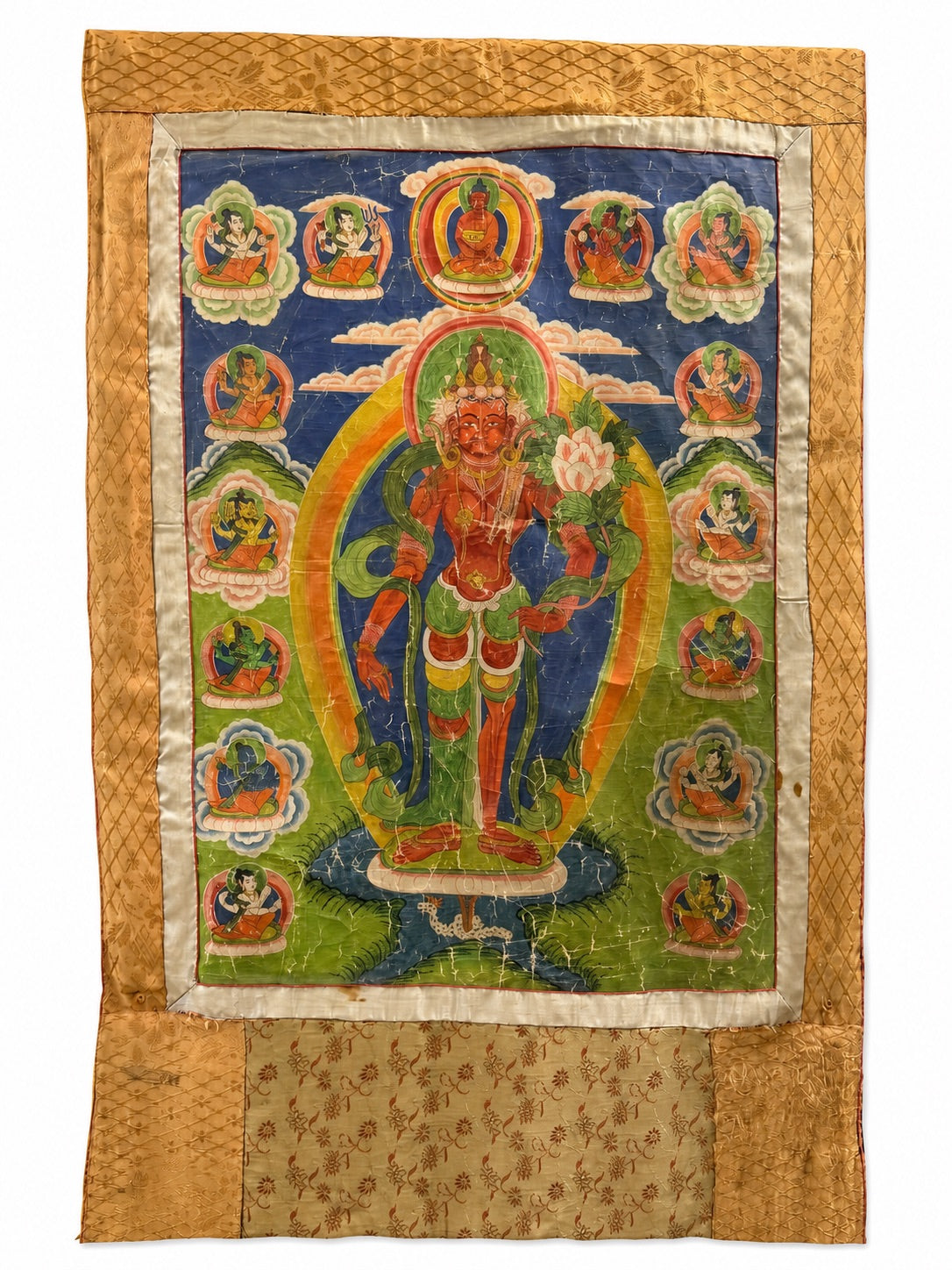 Monumentales 19. Jh. Nepalese Thangka von Rakta Tara in vollständiger Darstellung
