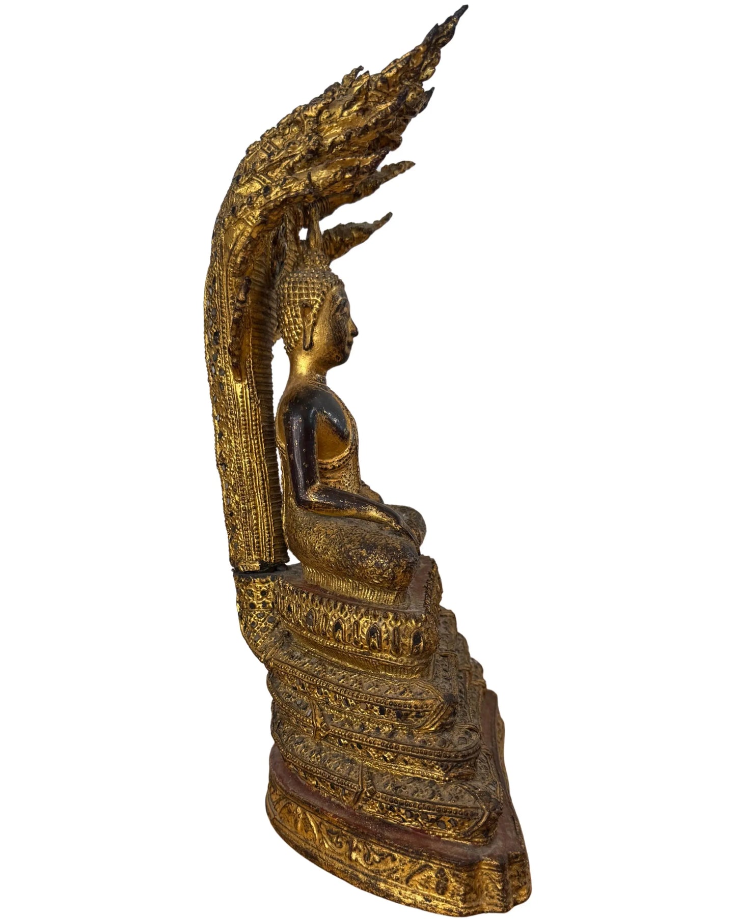 Naga Buddha vergoldete Bronze Thailand Rattanakosin Buddha Statue