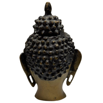 Historischer Buddha‑Kopf aus Nepal aus feuervergoldeter Bronze, 18.–19. Jahrhundert