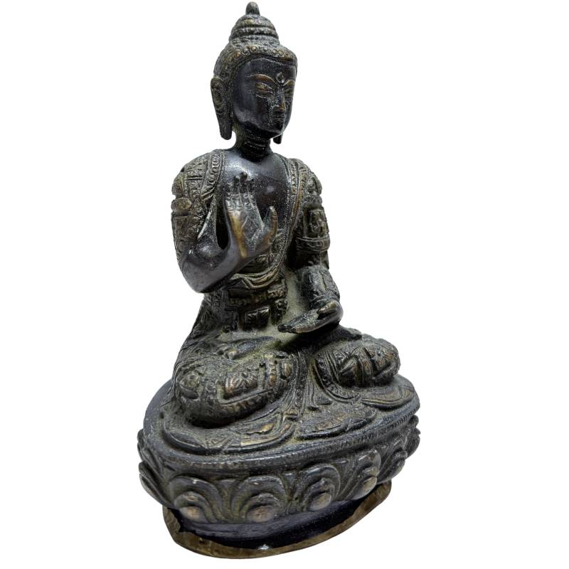 Nepalesisches Buddha-Set aus Bronze mit originaler Quecksilberfeuervergoldung