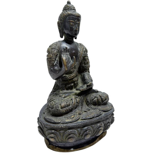 Nepalesisches Buddha-Set aus Bronze mit originaler Quecksilberfeuervergoldung