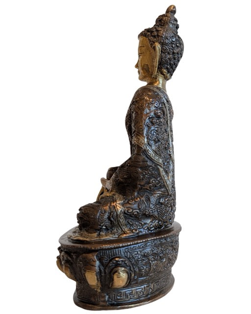 Bronzene Buddhastatue von Shakyamuni aus Nepal