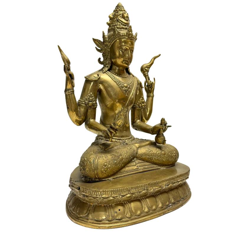 Feuervergoldeter Vajrayana-Bodhisattva aus Bronze aus der nepalesischen Newar-Tradition