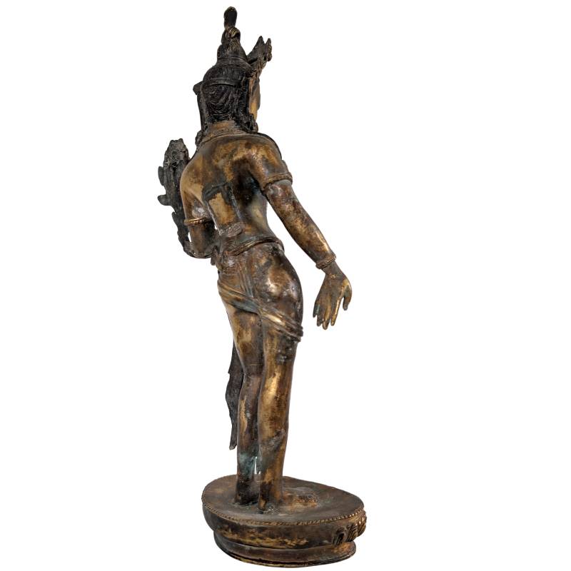 Nepal Tara-Statue aus Bronze, feuervergoldete buddhistische Kunst mit Utpala-Lotus-Varada-Mudra