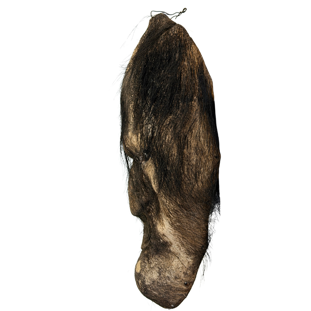 Profil der nepalesischen Yakledermaske mit langem Naturhaar