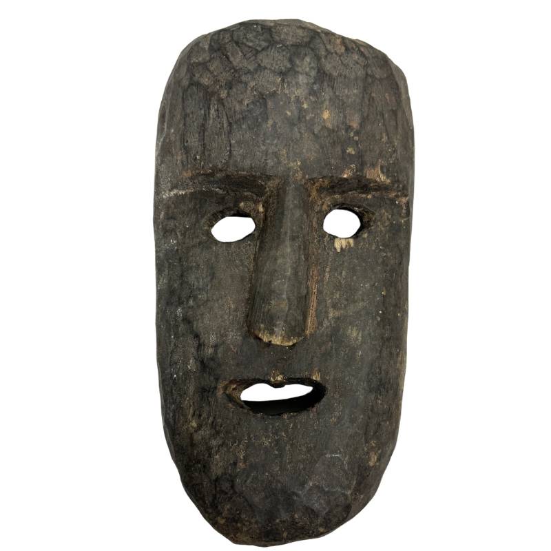 Nepalesische rituelle Holzmaske aus handgeschnitztem Holz mit natürlicher Patina