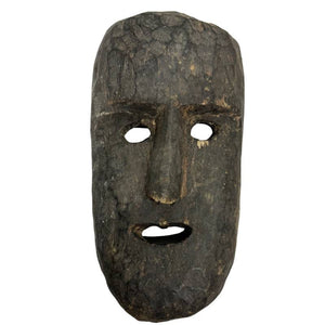 Wanddekoration Antike nepalesische Holzmaske mit ruhigem Ausdruck und rituellem Charakter
