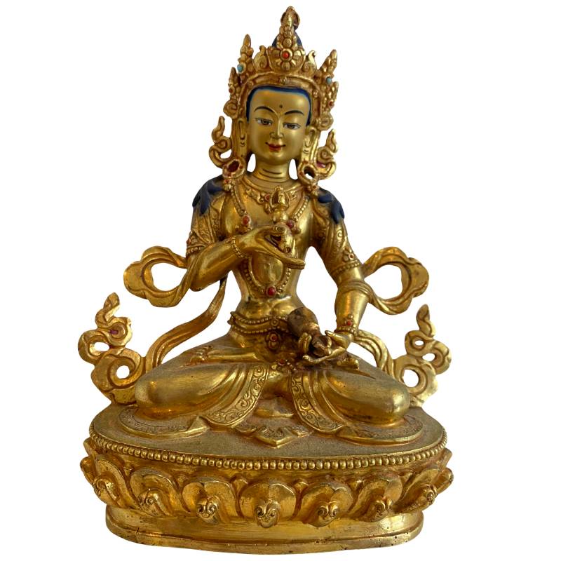 Vergoldete nepalesische Bronzestatue der Weißen Tara im Newar-Stil