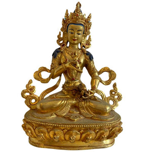 Vergoldete nepalesische Bronzestatue der Weißen Tara – Newar-Tradition, spätes 19. bis frühes 20. Jahrhundert