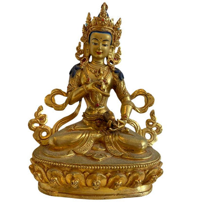 Nepalesische vergoldete bronzene weiße Tara Statue im Newar‑Stil