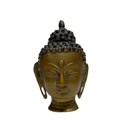 Feuervergoldeter Buddha‑Kopf aus Nepal als authentisches Sammlerstück in der buddhistischen Kunst