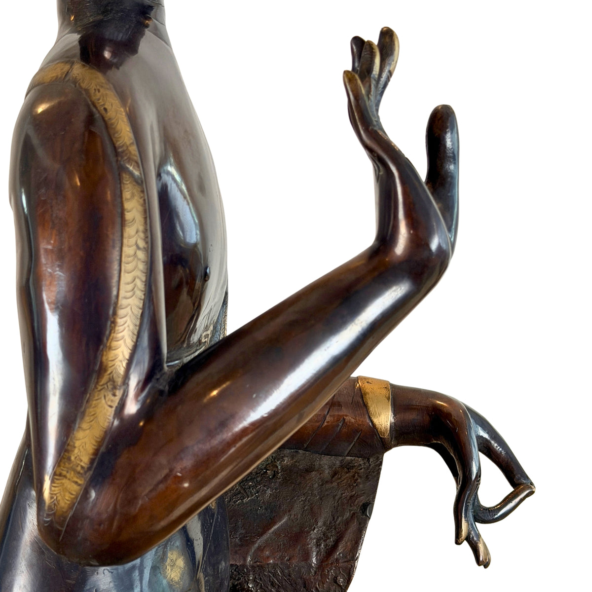 Erhobene rechte und gesenkte linke Hand von der Seite, Detail