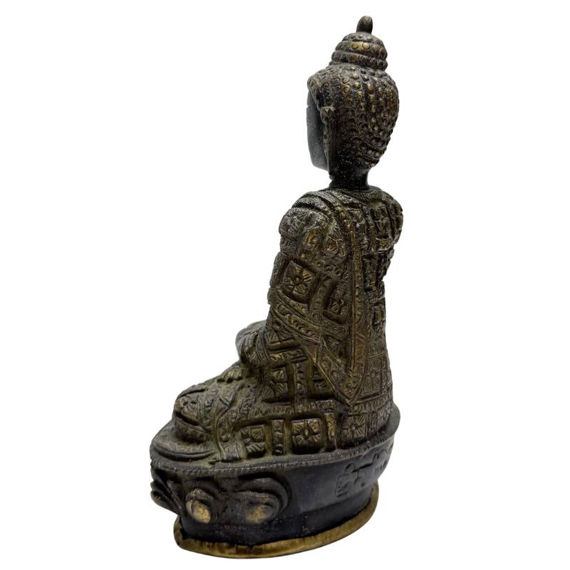 Nepalesisches Meditations-Buddha-Paar aus vergoldeter Bronze