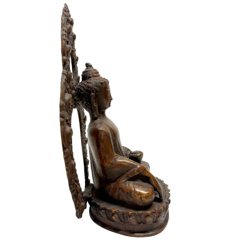 Antikes Himalaya-Buddha-Paar aus Bronze mit Dhyana Mudra und handgefertigter Oberfläche