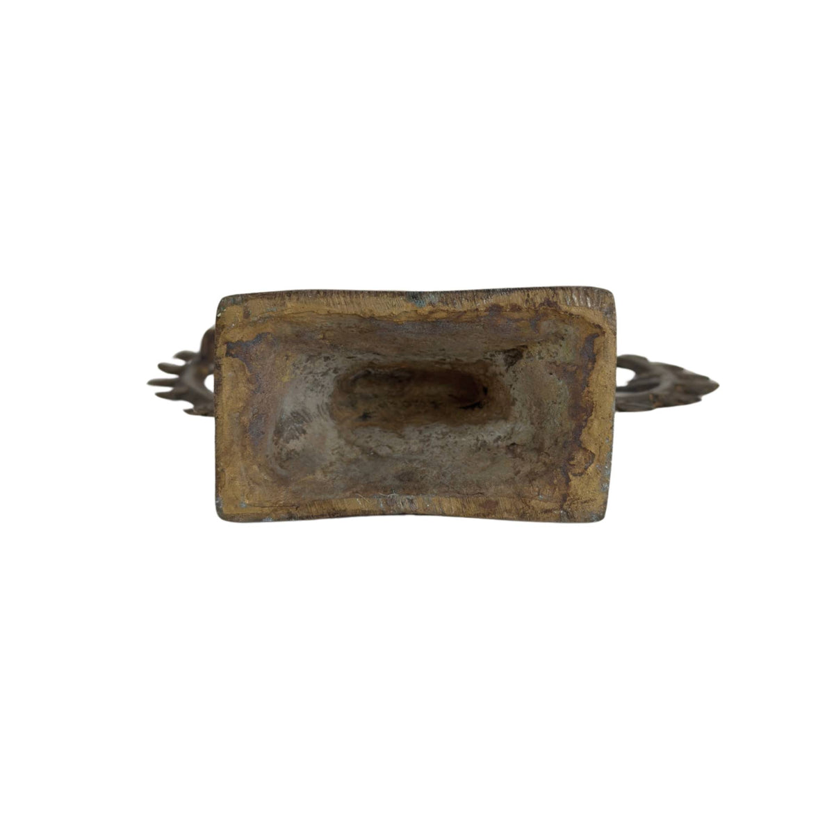 Bottom of Indian bronze Shiva statue with casting texture