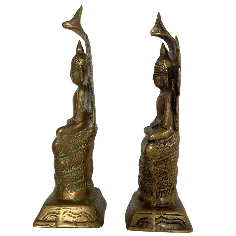 Schutz der Naga-Buddha-Statue aus Messing, Südostasien