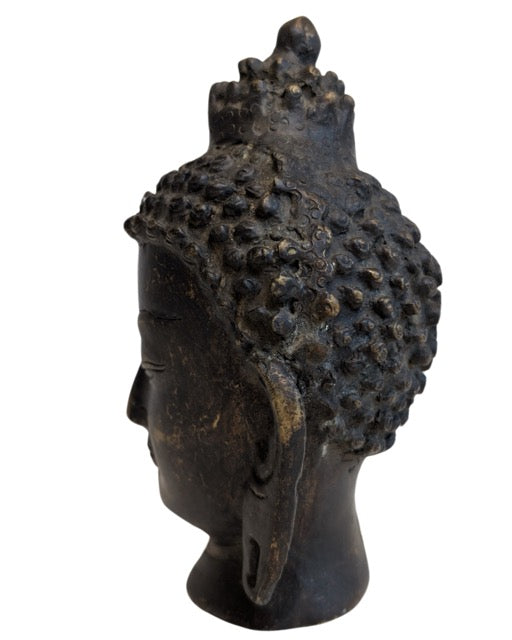 Alter Buddha-Kopf aus Bronze
