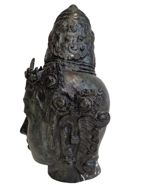 Alter Bodhisattva-Kopf aus Bronze