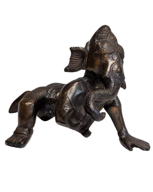 Antike indische Ganesha-Statue aus schwerer Bronze