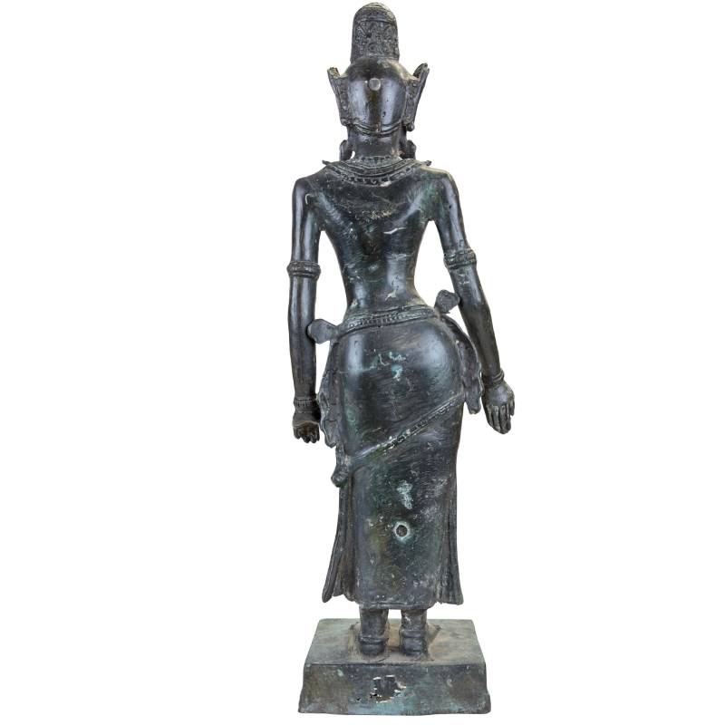 alte Tempelstatue aus Bronze aus Südostasien mit Oxidation