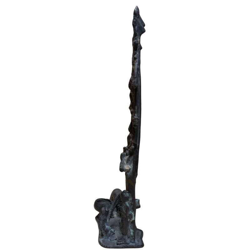 Altes Tempelobjekt aus Bronze mit Buddha-Figuren, Nagas und rituellen Details