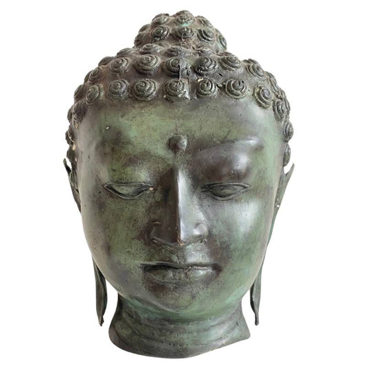 Alter thailändischer Buddha-Kopf aus Bronze