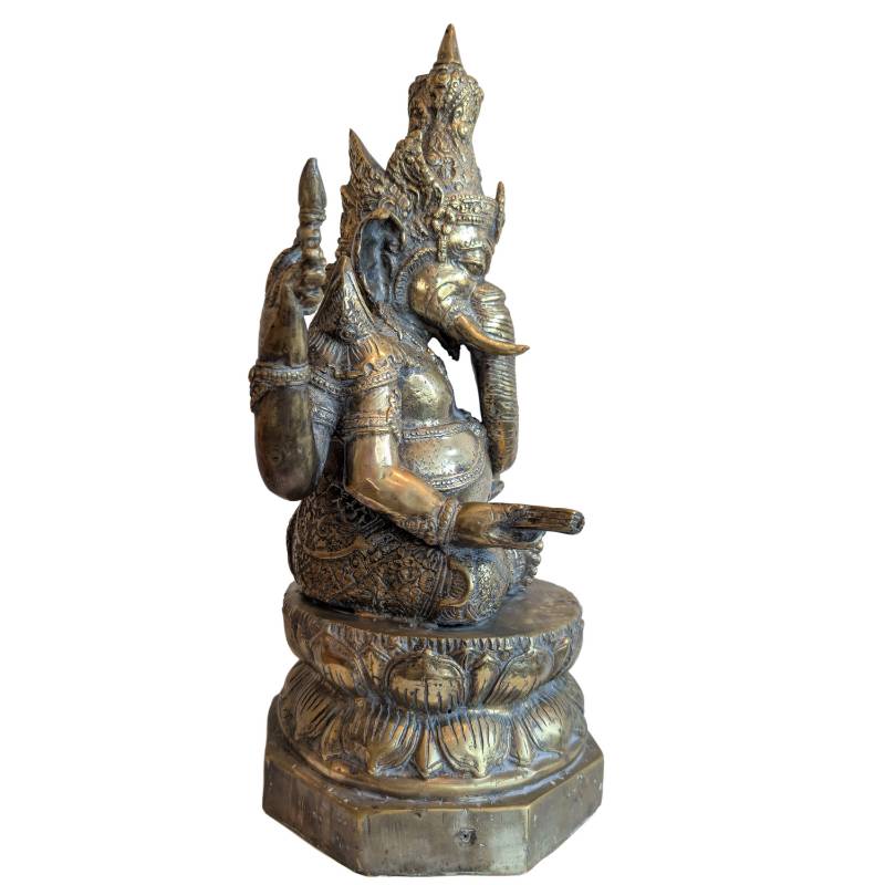 Alte Ganesha-Statue im Khmer-Stil aus vergoldeter Bronze