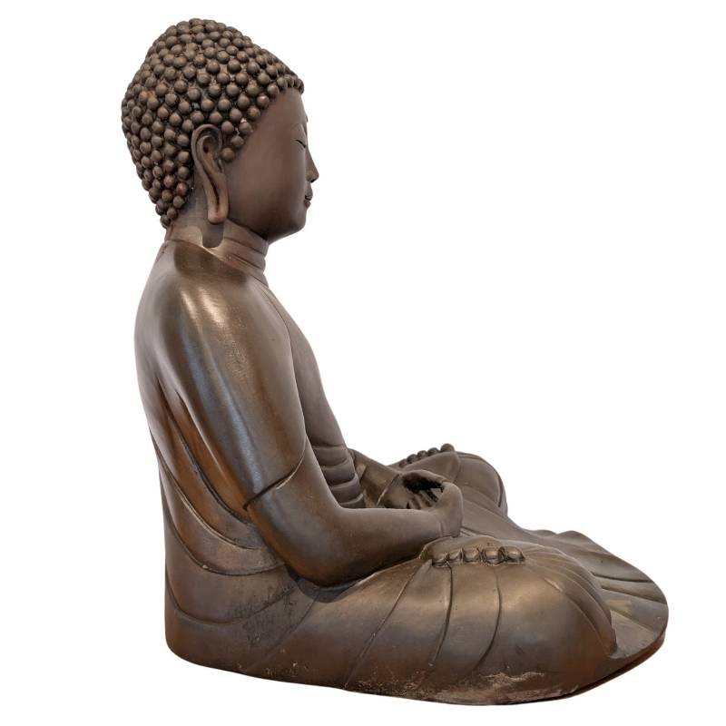 Alte japanische sitzende Buddha-Statue aus Bronze als Tempelstatue
