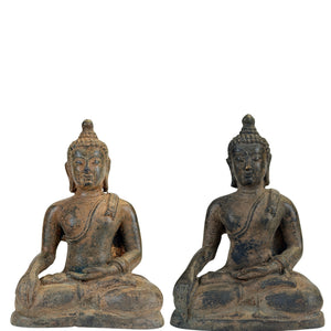 Paar antike thailändische Bronze-Buddhas – Lanna, 19. Jh.