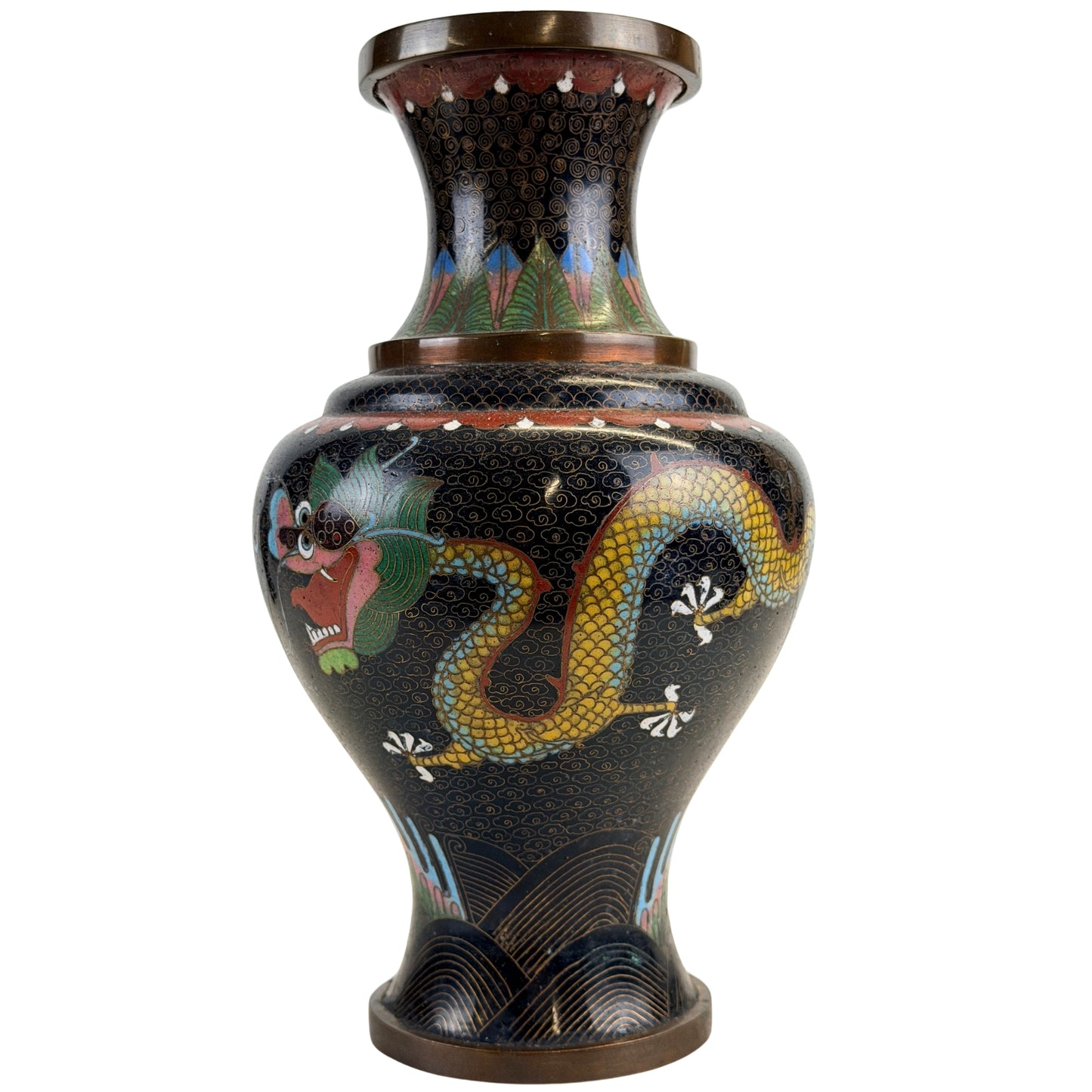 Paar große chinesische Cloisonné-Vasen – Dekor im Qing-Stil