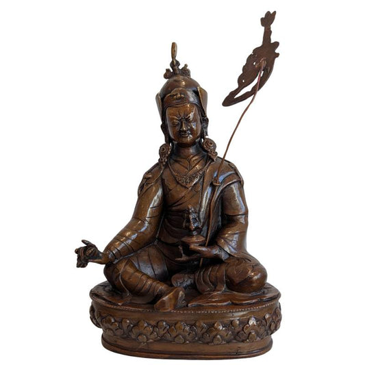 Tibetische Padmasambhava Guru Rinpoche-Statue aus Bronze, Vajrayana-Buddhismus, 19. Jahrhundert