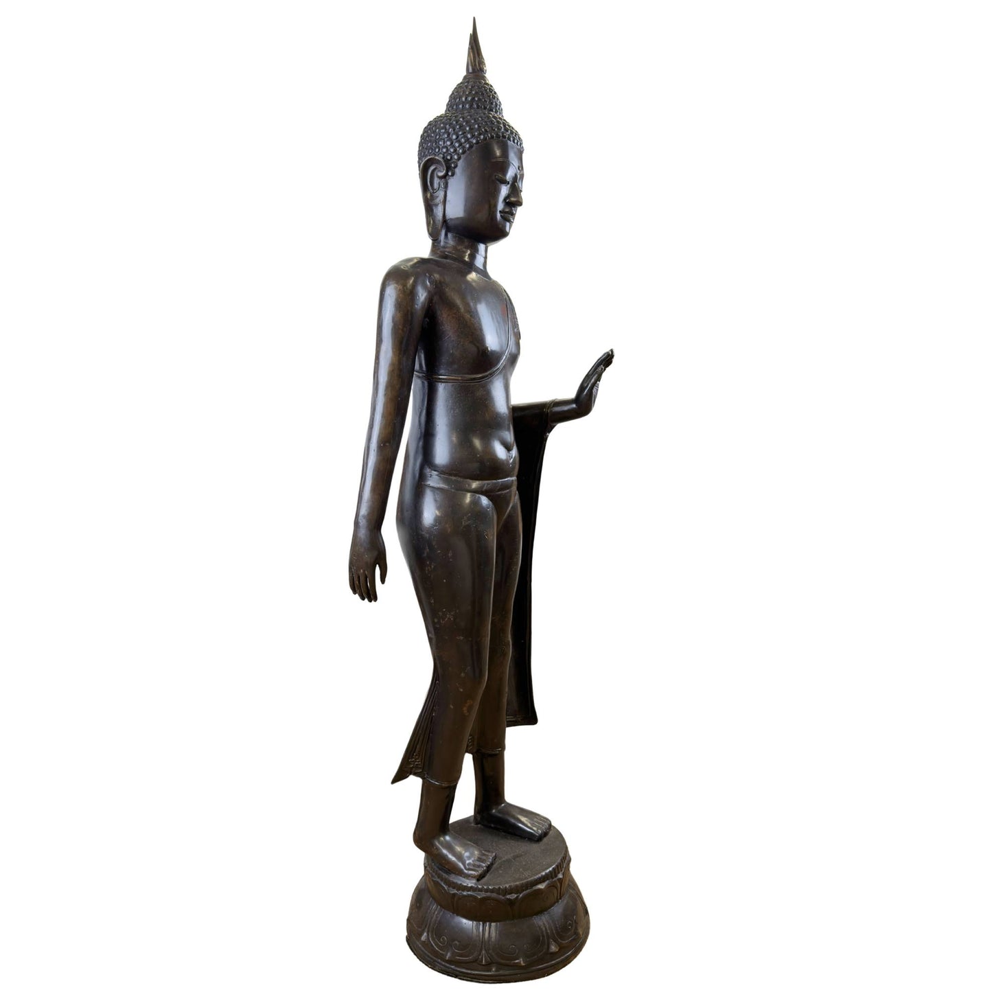 Handgefertigter Phra Leela Buddha aus Bronze aus Java