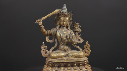 Manjushri-Statue aus Nepal mit Weisheitsschwert – 22,5 cm