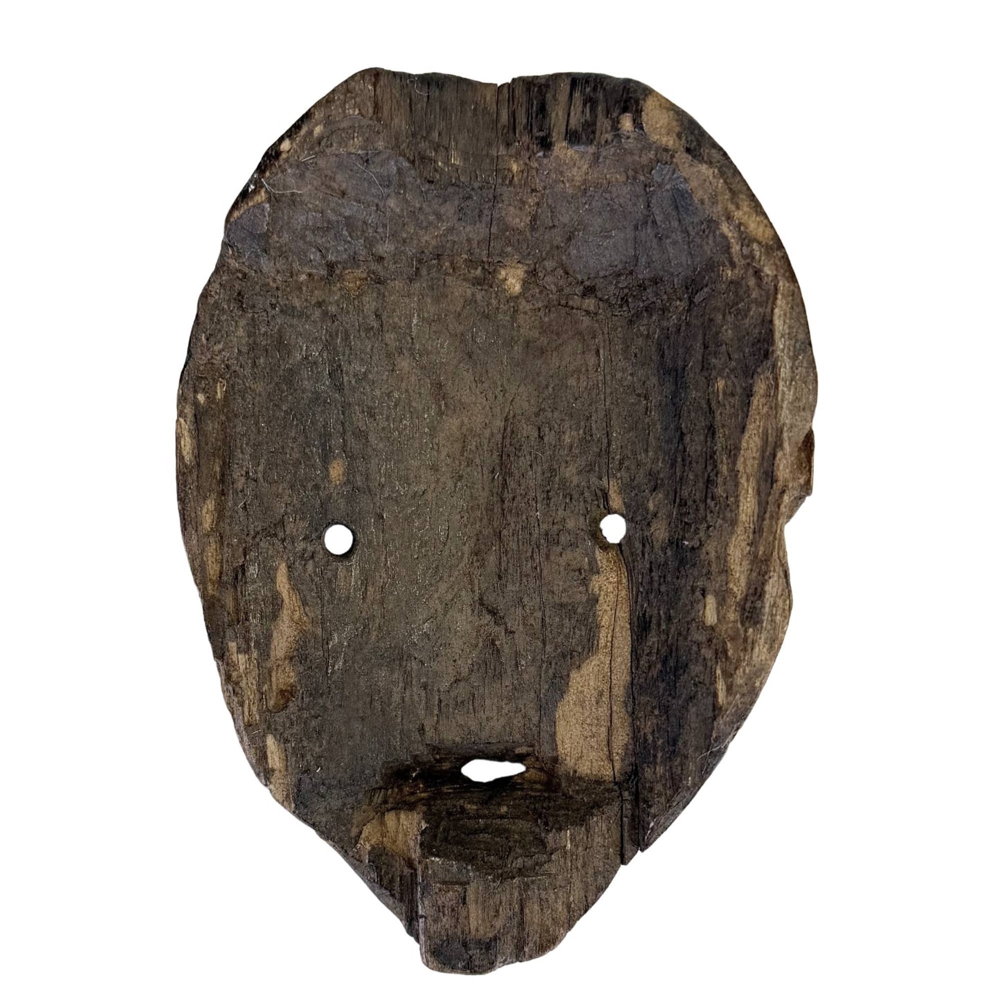 Primitive afrikanische Holzmaske mit natürlichen Gebrauchsspuren und alter Holzpatina