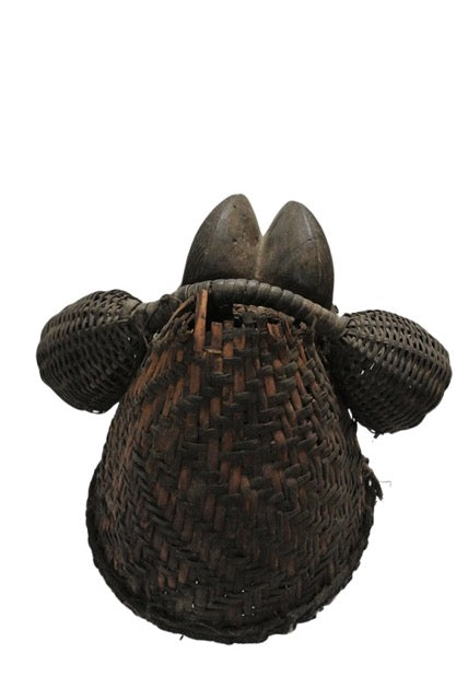 Punu-Maske mit geflochtenen Seitenelementen und natürlicher Alterung, Gabun