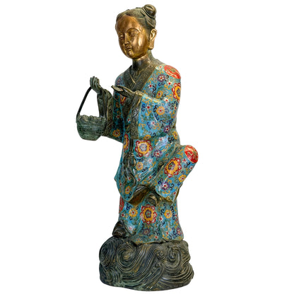 Lan Caihe in driekwart aanzicht, Qing-dynastie cloisonné