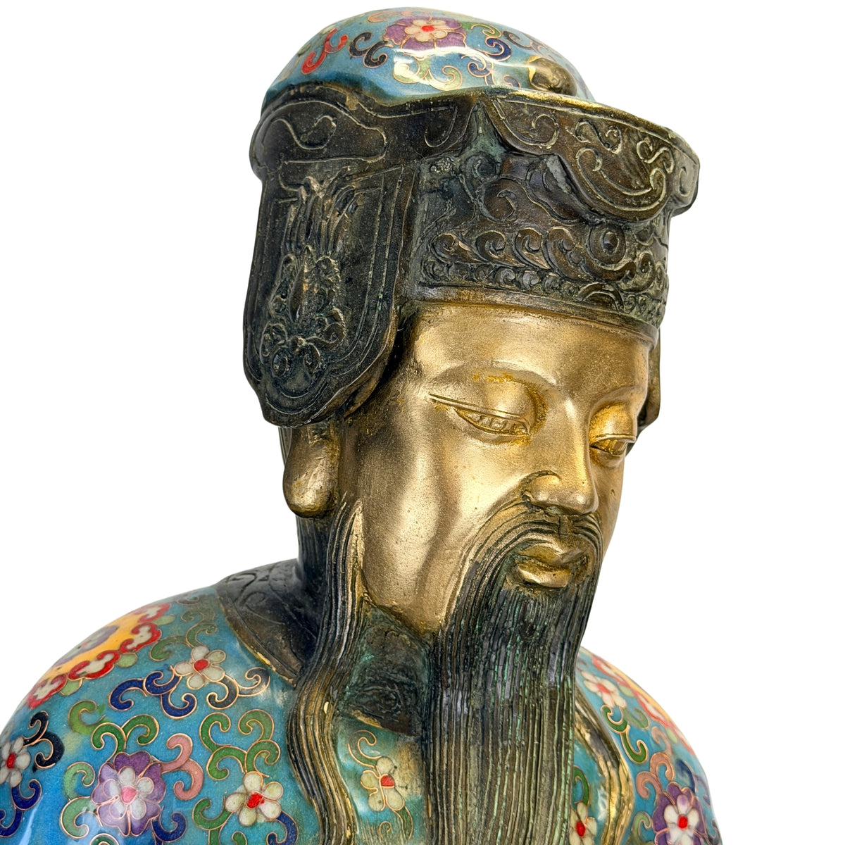 Portret van Lü Dongbin met formele hoofdtooi en lange baard