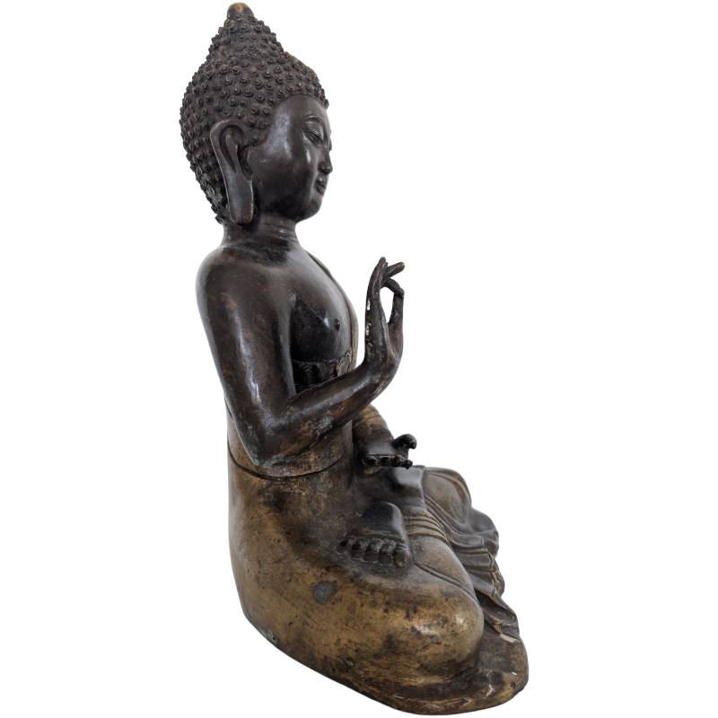 Chinesische Buddha-Statue aus der Qing-Zeit, handgegossen aus Bronze