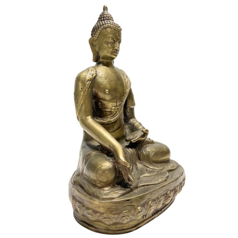 Bronzebuddha aus der Qing-Dynastie in Meditationspose mit natürlicher Patina
