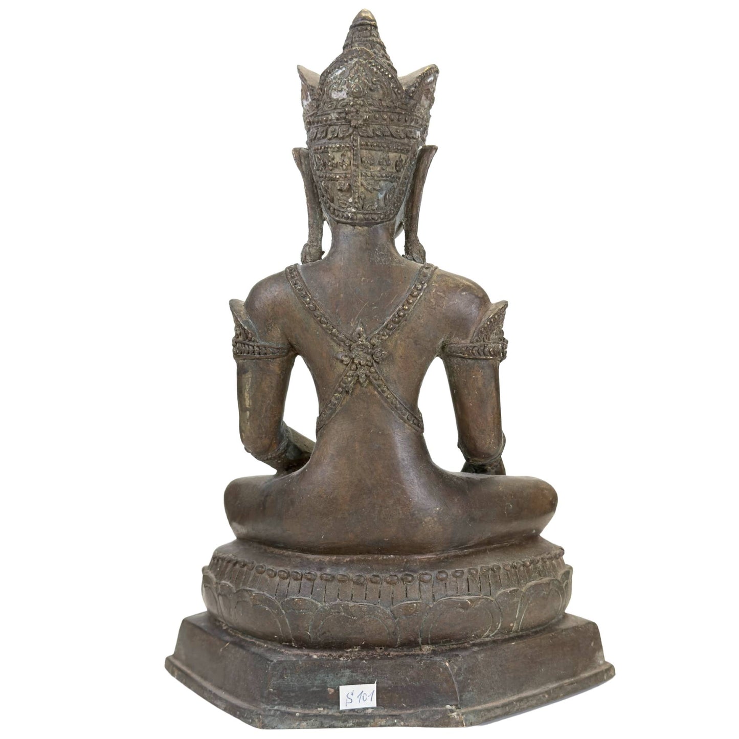 Antiker gekrönter Buddha im Rattanakosin-Stil mit feinen Details