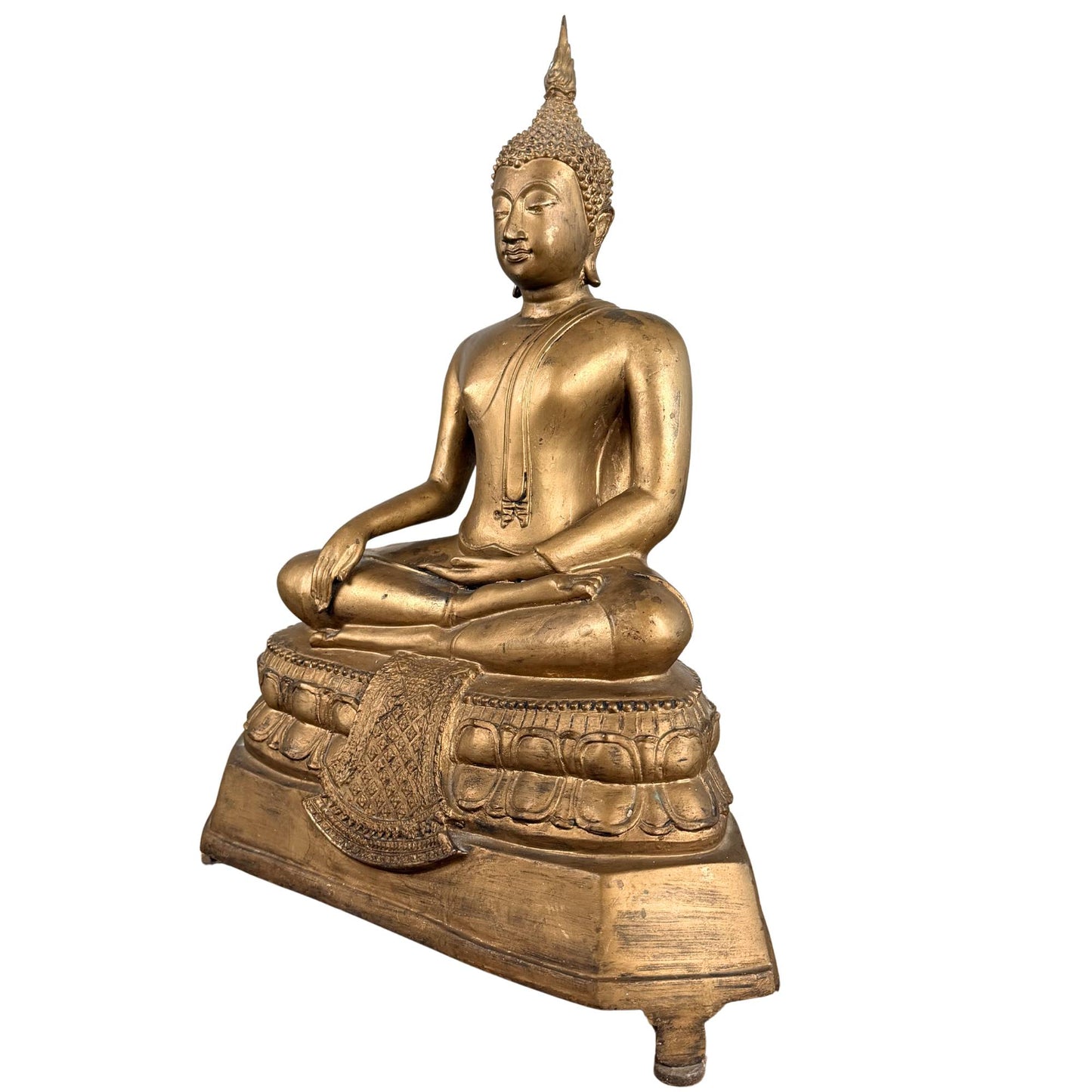 Thailändischer Buddha im Rattanakosin-Stil, gefertigt aus vergoldeter Bronze