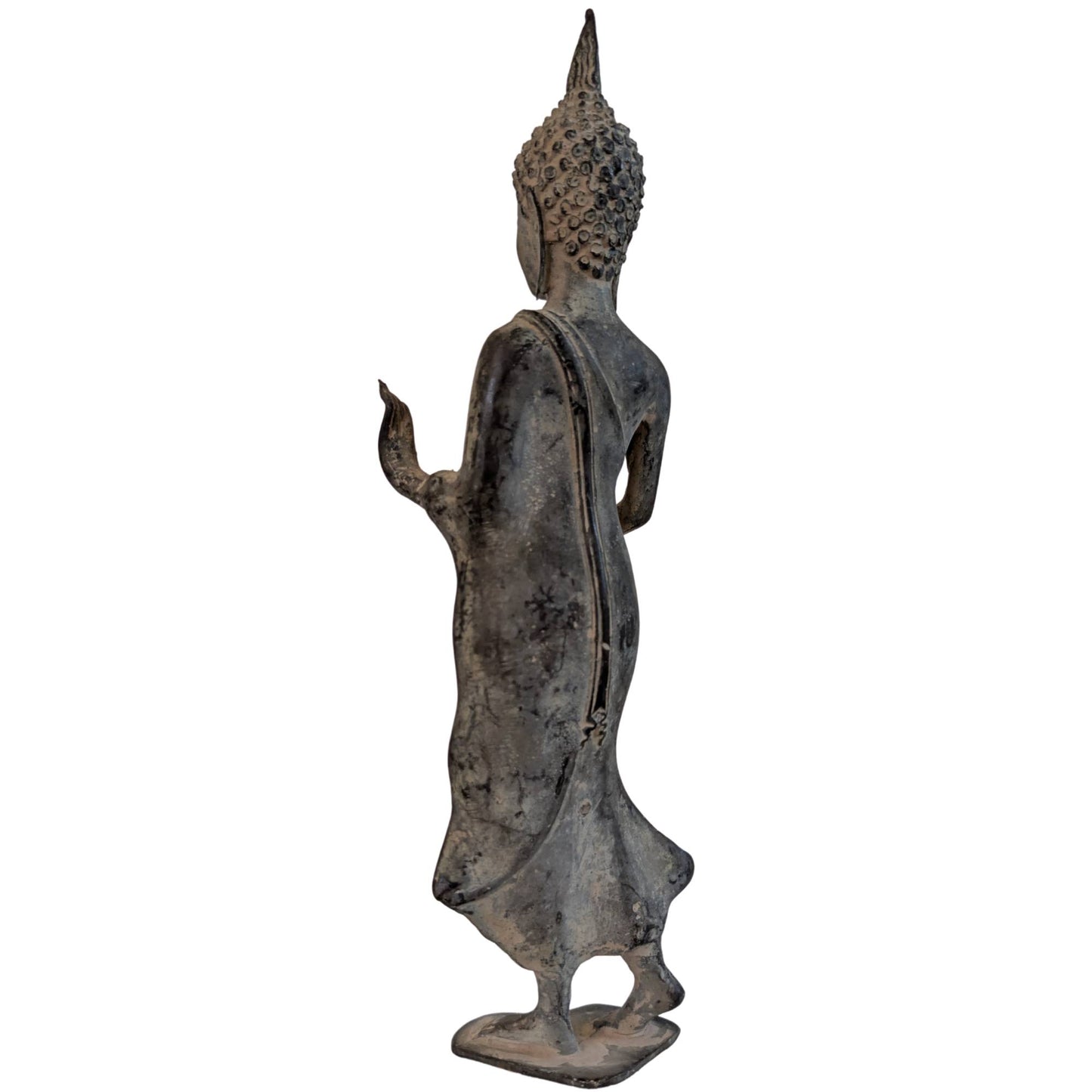 Thailändischer Buddha im Rattanakosin-Stil mit authentischer, dunkler Alterungspatina.