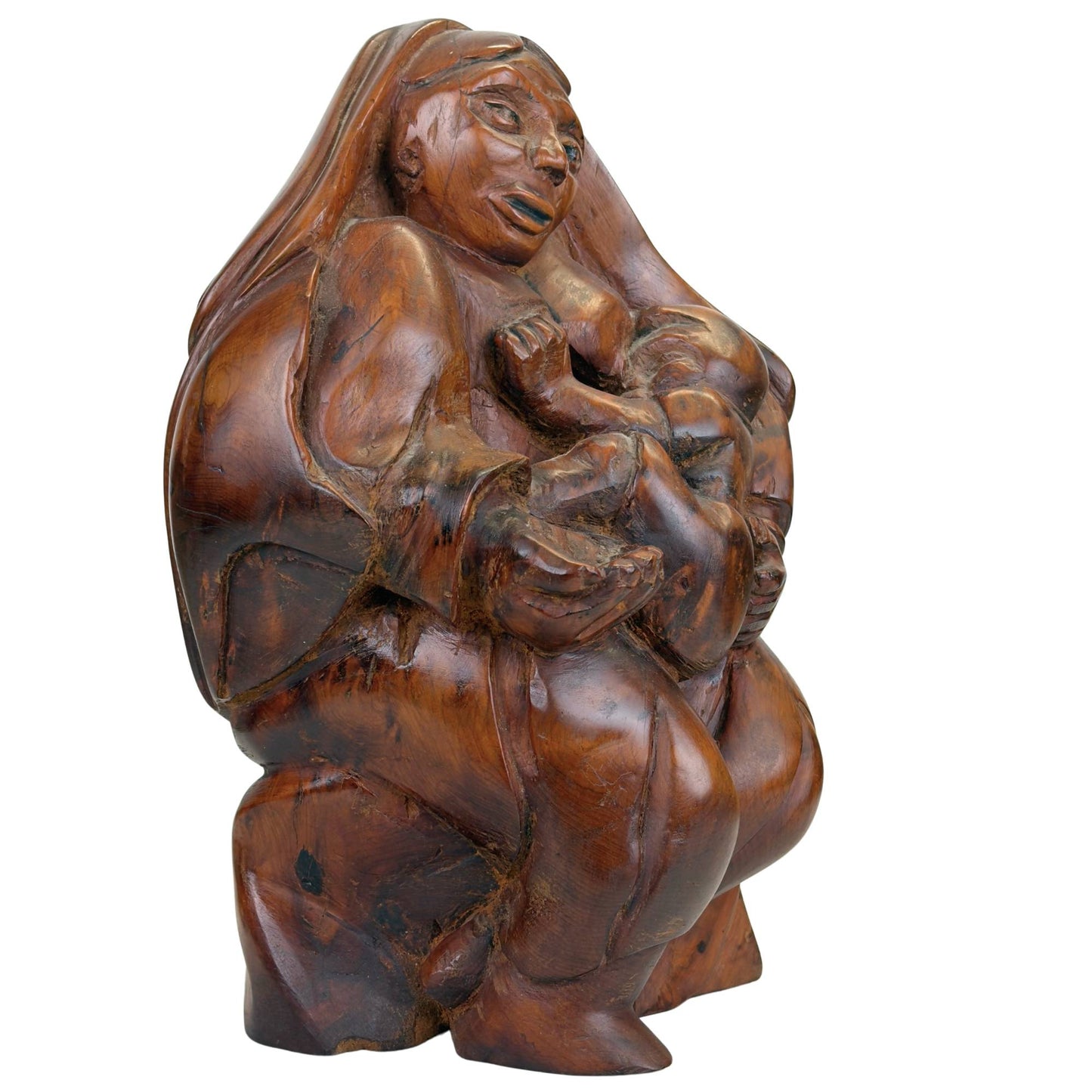 Religiöse hölzerne Madonna-Statue mit Maria und dem Christuskind