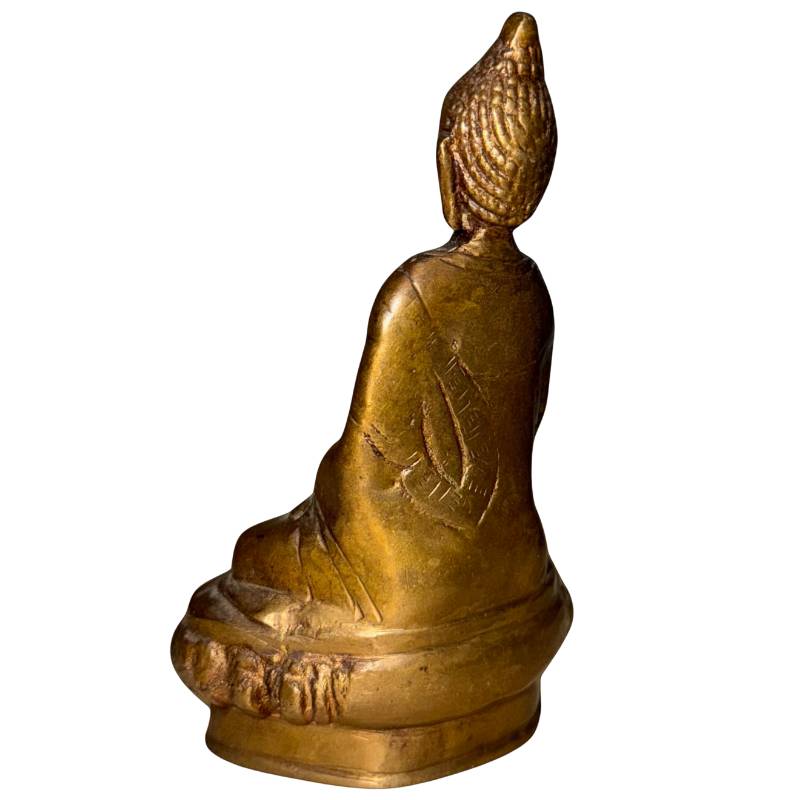 Reste der ursprünglichen Vergoldung an einer antiken Buddha-Statue von 1940