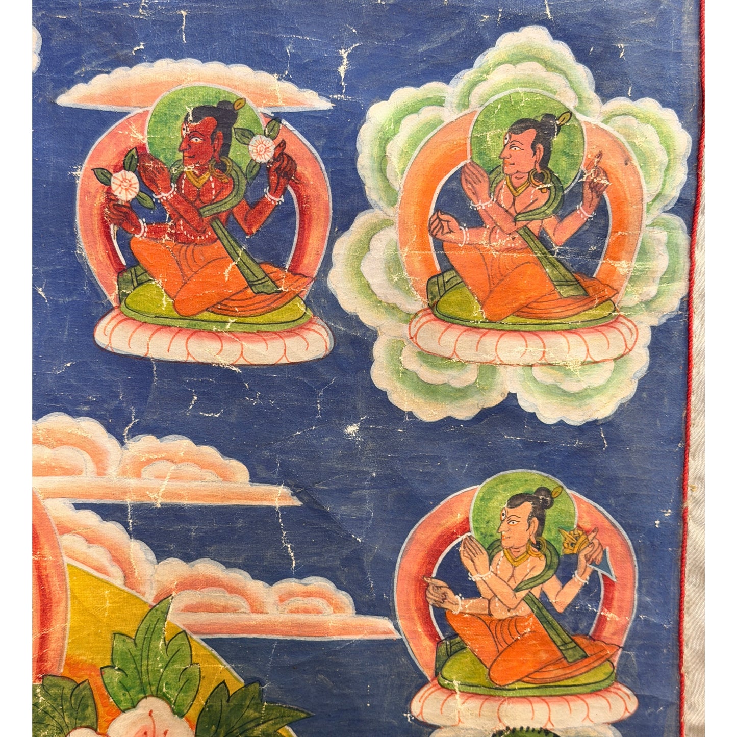 Rote Tara auf traditionellem Newar‑Paubha aus Kathmandu