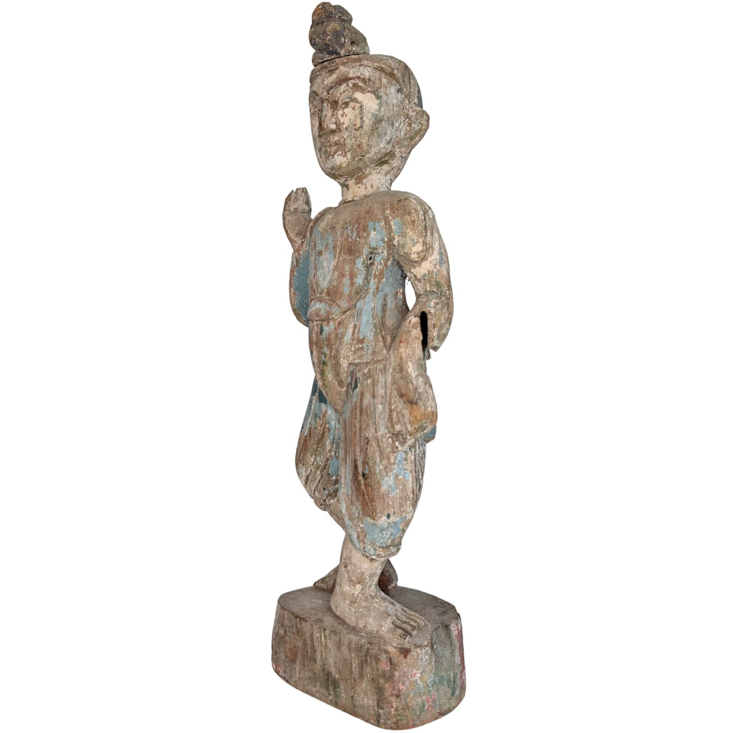 Rustikale Holzstatue aus Südostasien, 19. Jahrhundert.