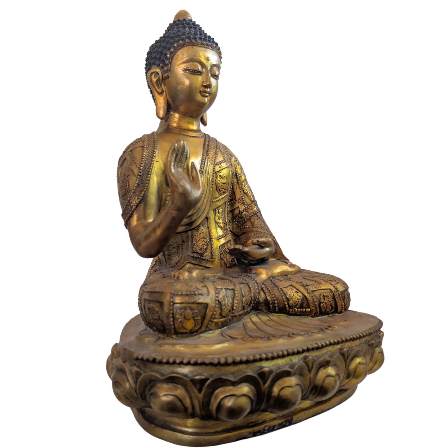 Shakyamuni-Buddha-Statue aus Tibet, gefertigt aus vergoldeter Bronze (Ormolu).